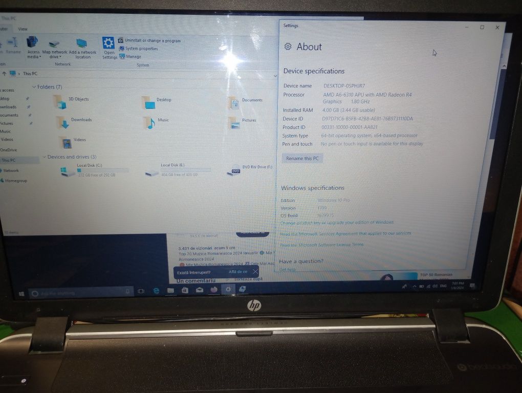 Laptop HP 17 ,AMD A6,Beats Audio, 4GB ram,750 gb,  HDMI, bluetooth, 17