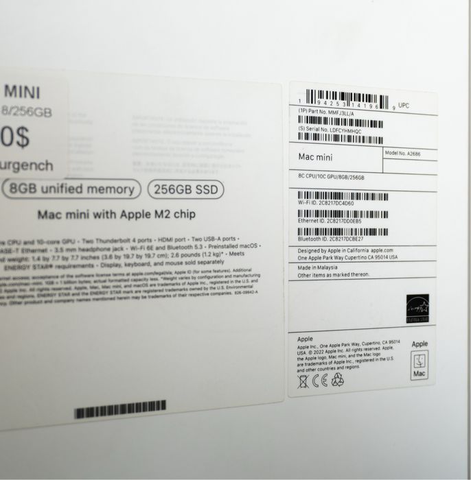 Apple Mac Mini M2 chip 8/256Gb