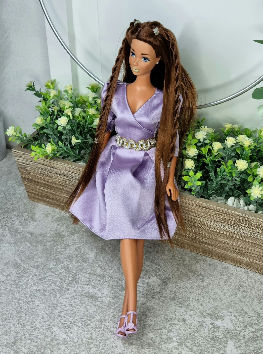 Papusa Barbie PJ Malibu custom OOAK Reroot vintage par lung