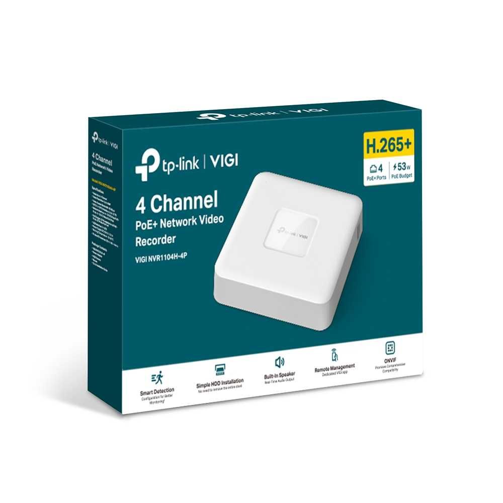 TP-Link VIGI NVR1104H-4P 4-канальный сетевой видеорегистратор с PoE+