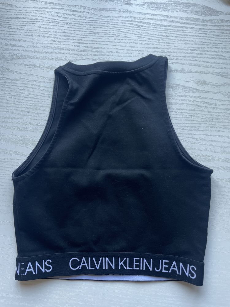 черен кроп топ келвин клайн calvin klein jeans