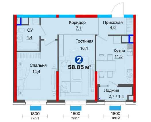 ЗАСТРОЙШИКДАН 30% чегирмада 2-хонали камфорт хонадон 49,975y.e (707)