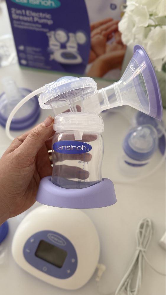 Pompa dubla de san electrica Lansinoh + pungi stocare lapte
