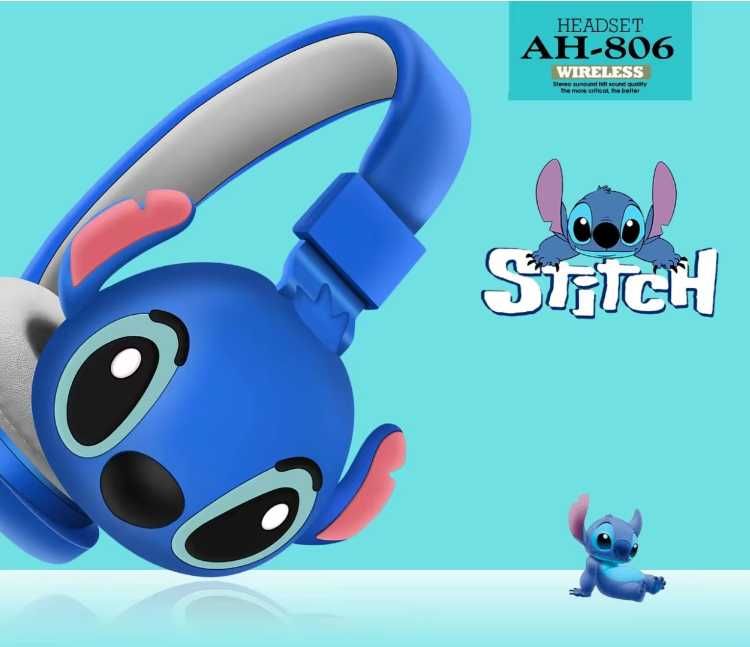 Безжични Bluetooth слушалки Лило и Стич, 3D Слушалки играчка Стич
