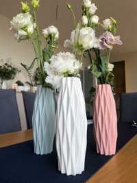 Комплект 3 броя красиви вази в пастелни цветове- бяла, розова и зелена