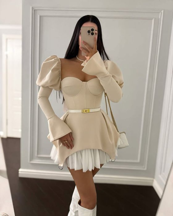 Rochie crem eleganta