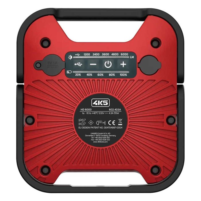 Прожектор акумулаторен 4K5 HD 6000, 1200 – 6000 lm