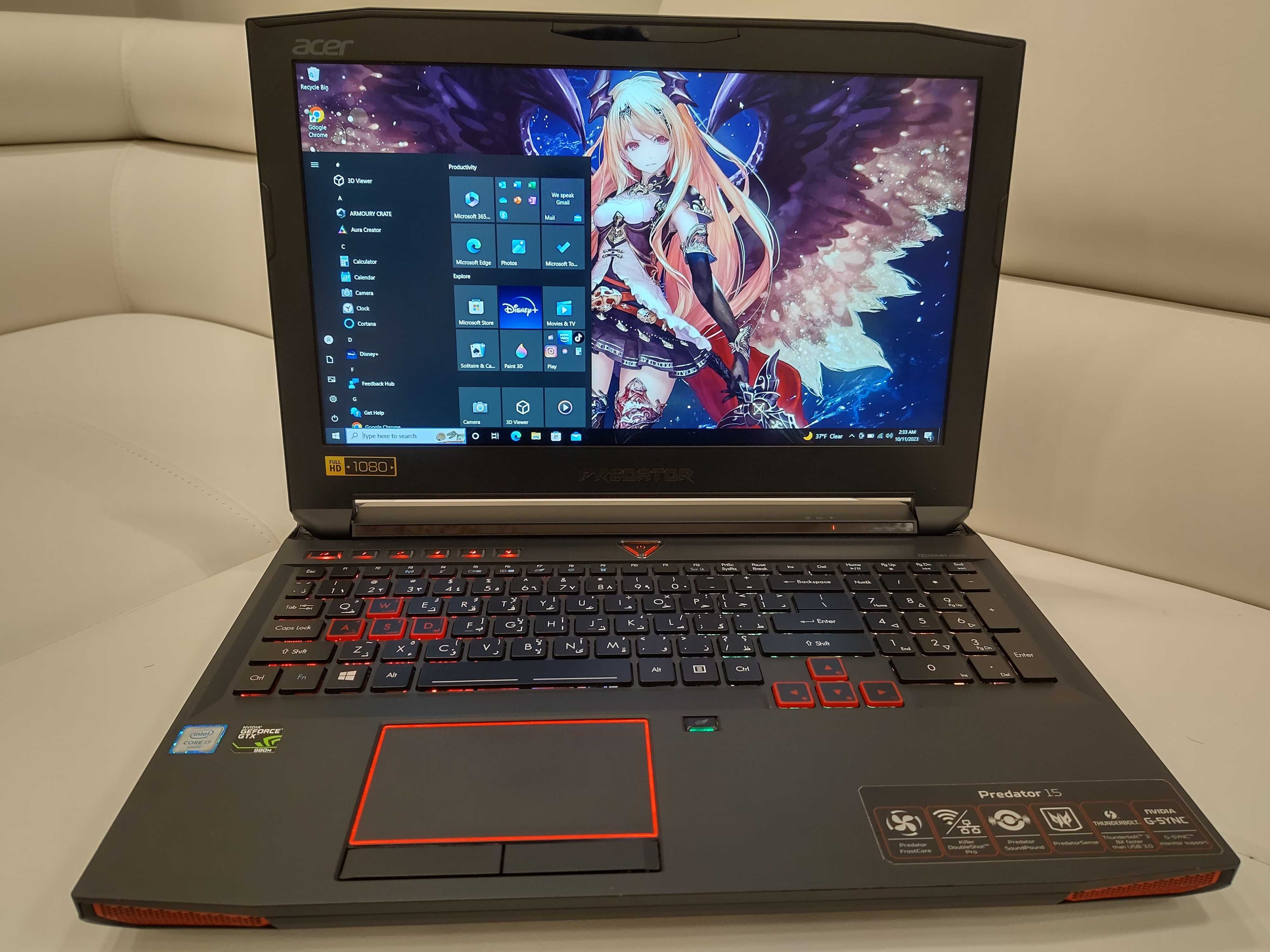 laptop ACER PREDATOR, intel core i7 ,32 gb ram, video 8 GB ,17,3 inch