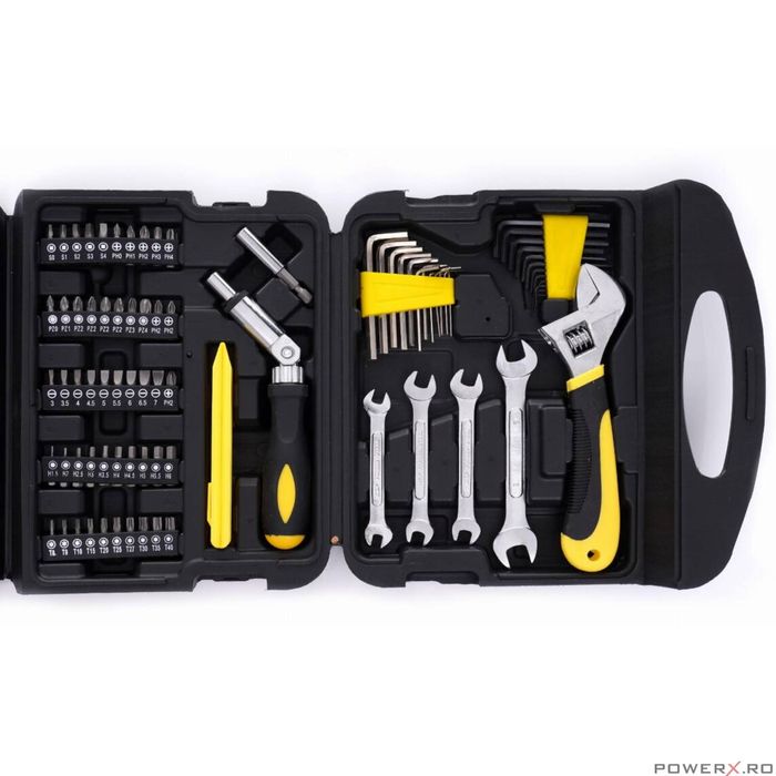 Trusa de scule pliabila universala, 117 piese, din oțel crom-vanadiu,