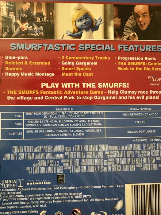 Blu-ray-Смърфовете.  Във фабричен целофан. Има включена 2д версия.