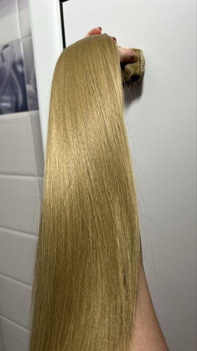 Естествен Косъм екстеншъни - медено русо 60см