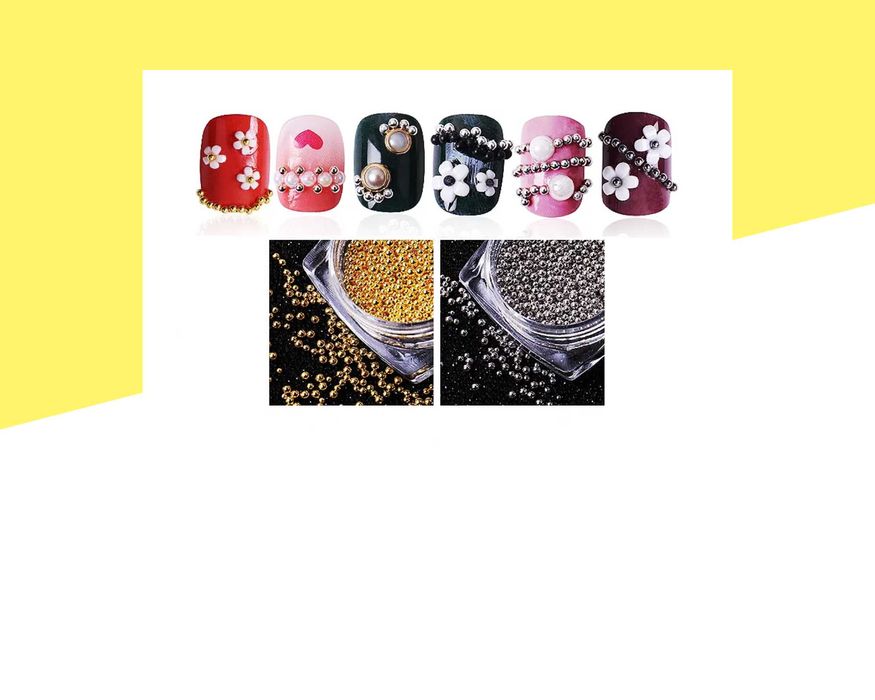 Топчета/хайвер в сребристо и златисто за декорации за маникюр