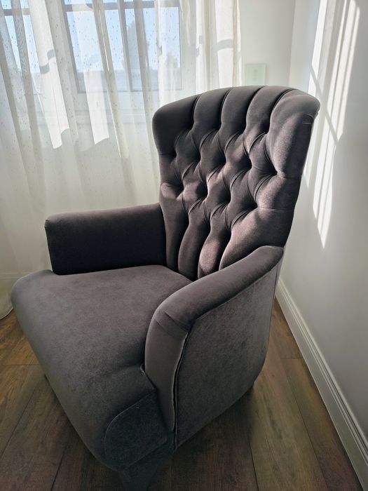 Canapea Chesterfield catifea albastru regal, 3 locuri+fotoliu