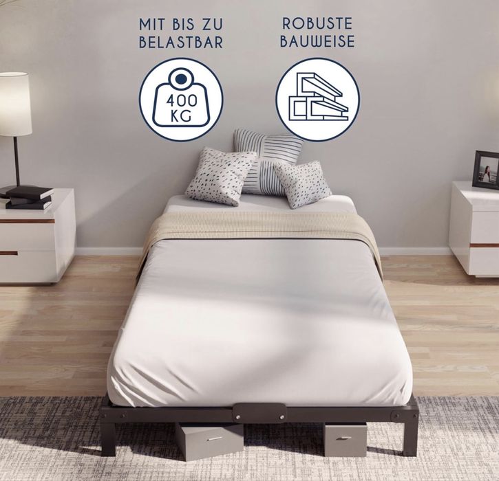 Pat metalic. Nou. 2 buc x. :  90x200 cm