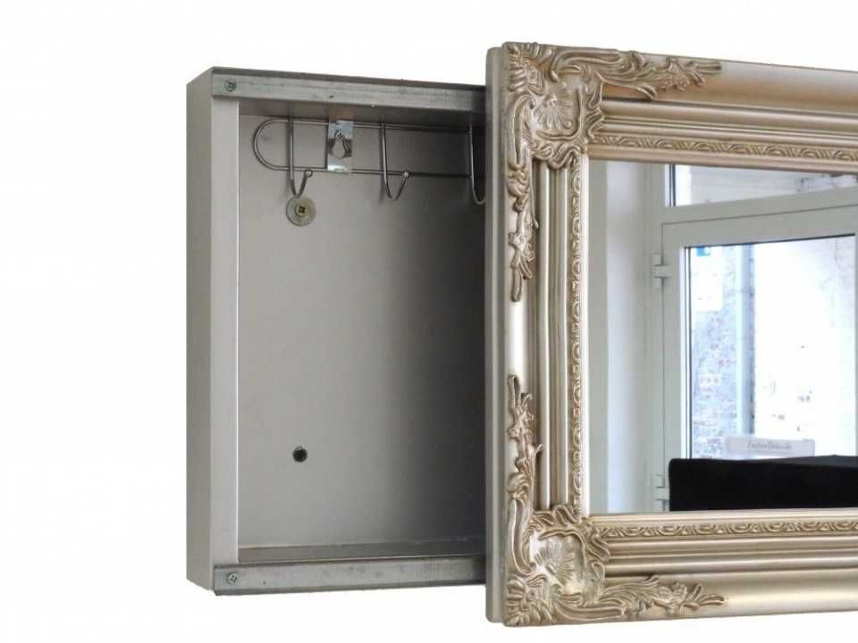 Oglindă, dulap chei secret, ușă glisantă - Argintiu/Gri