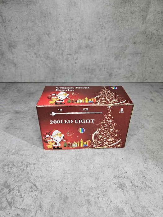 Instalație Luminoasă LED 200 LED, 18M, Multicolor, fir alb, 8 Funcții