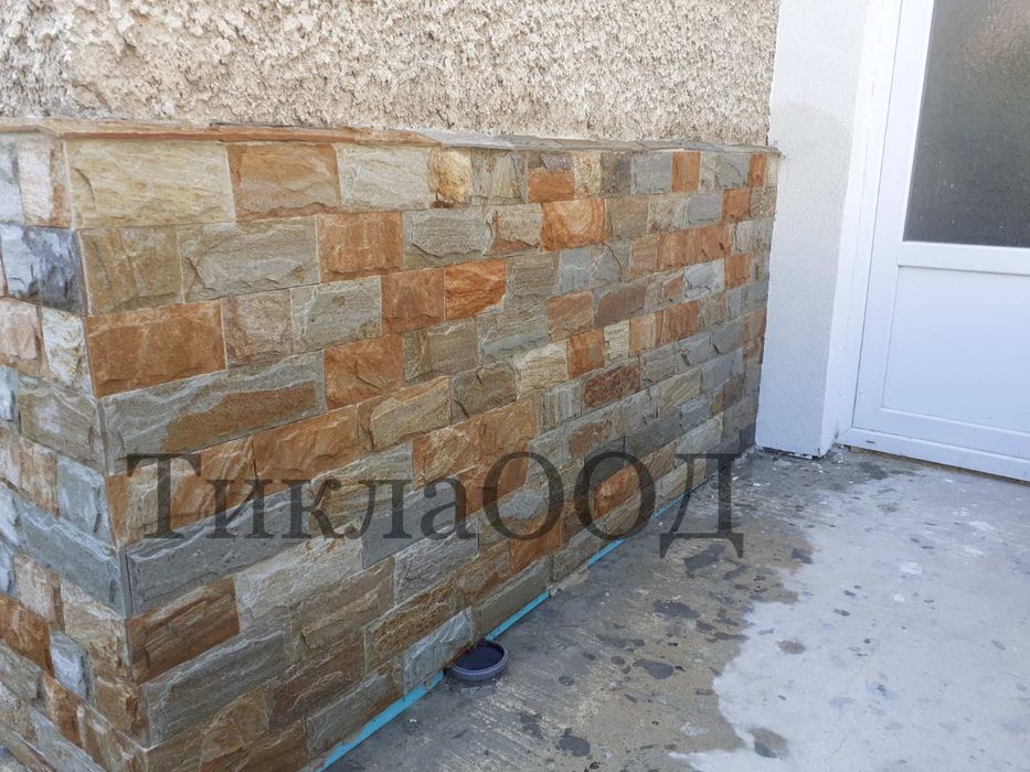 Естествен камък Жълт оформен гнайс с релеф(глиц)