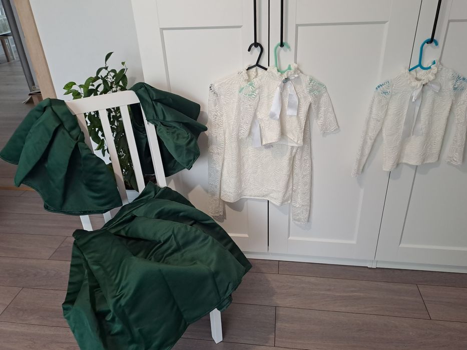 Bluza alba si fusta verde Mama&fiica