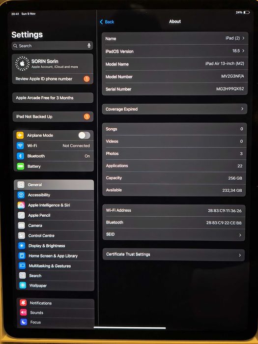 Tableta Apple iPad Air 13 (2024), Apple M2