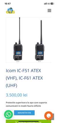 Statie portabila Icom IC-F61 ATEX (VHF/UHF)