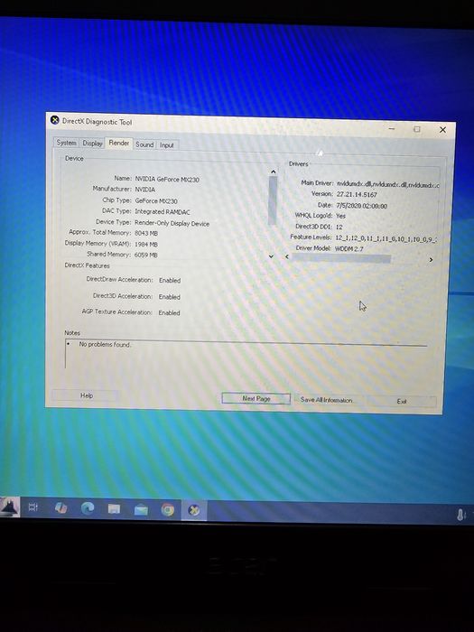 Laptop gaming Acer i7-10510U / Ssd 256gb / 12gb ram / Nvidia Mx230