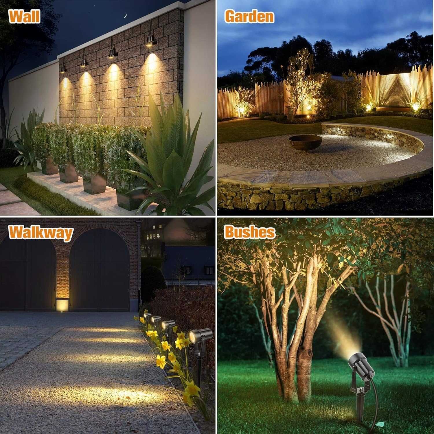 НОВИ! LED прожектори за градина, IP67, 29 м кабел, 8 бр/к-кт