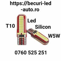 Set Două Becuri Led T10-W5W Silicon (lumină Alb-Rece)