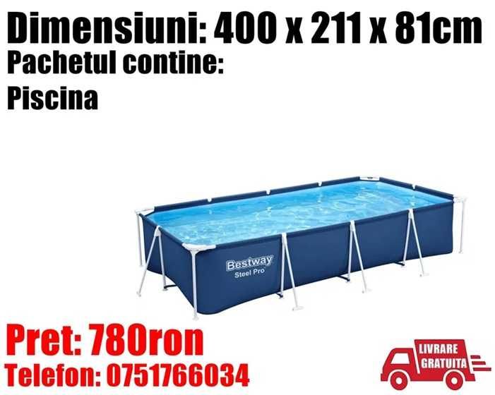 Piscina Bazin Familie Copii Relaxare Cadru Bestway 400x211x81cm BV