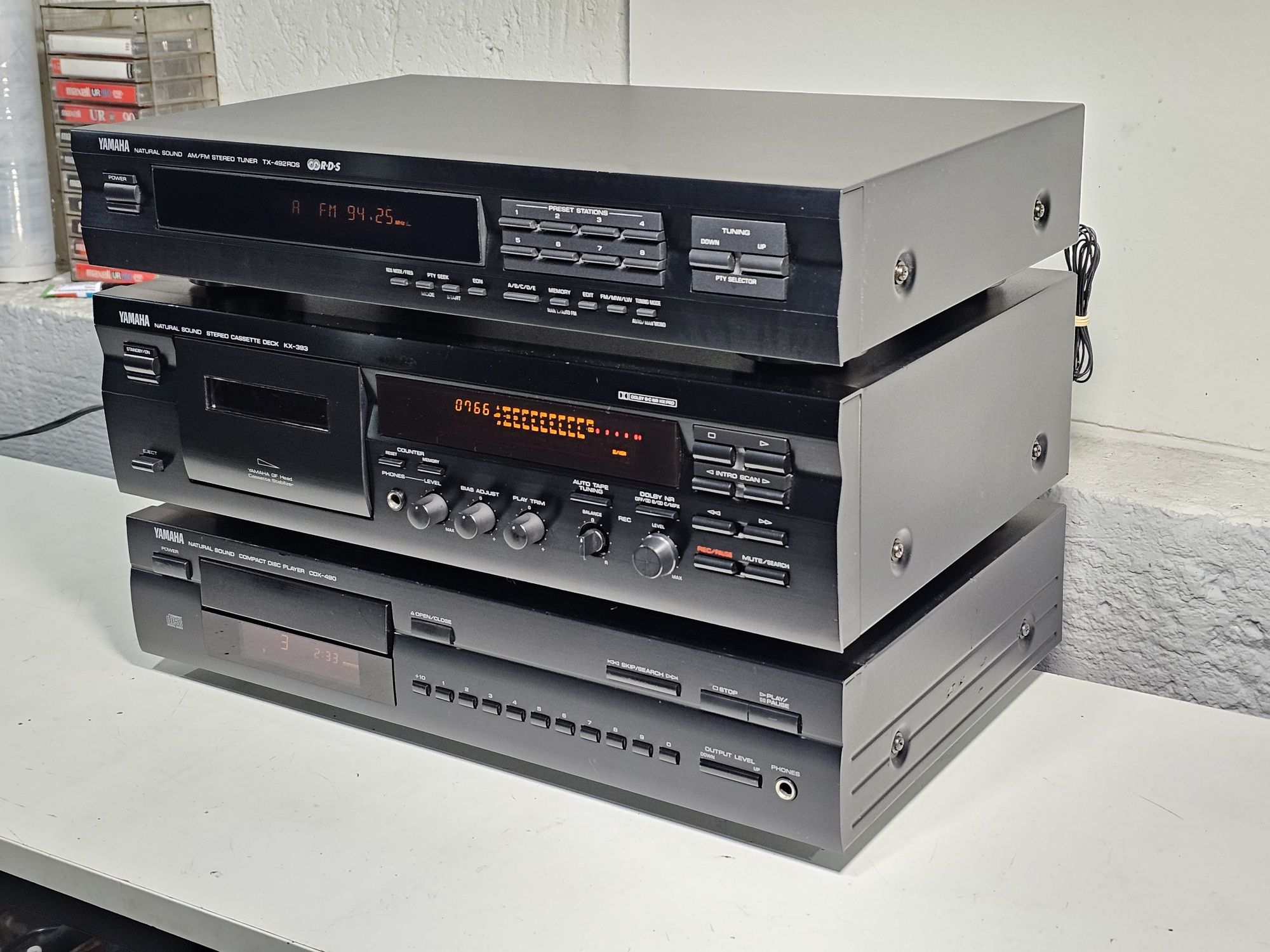 linie audio YAMAHA,deck kx-393 ,cd player cdx-490,tuner tx-492rds,