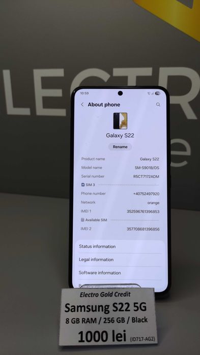 Samsung S22 5G 8GB RAM/256GB/Black ID717-AG2