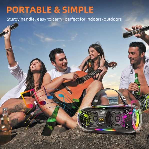 Boxa portabila bluetooth de karaoke cu 2 difuzoare