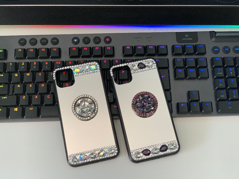 Husa oglinda, inel si pietricele iPhone XS Max , 11 Pro , 11 Pro Max