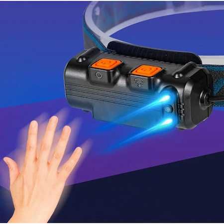 Lanterna frontala multifunctionala 3 moduri iluminare, senzor miscare