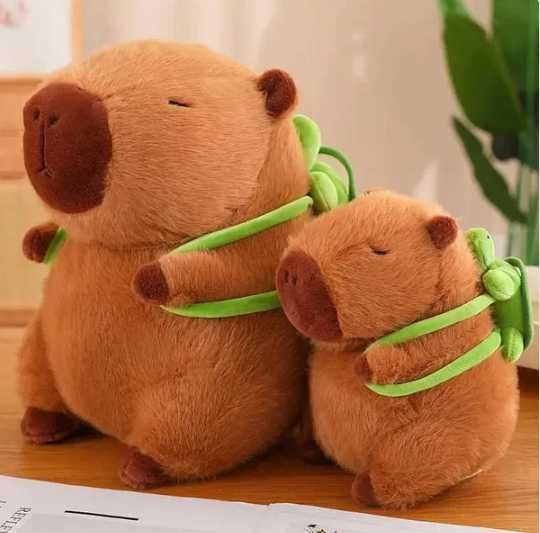 Плюшена играчка Капибара с раница костенурка, 20-110см