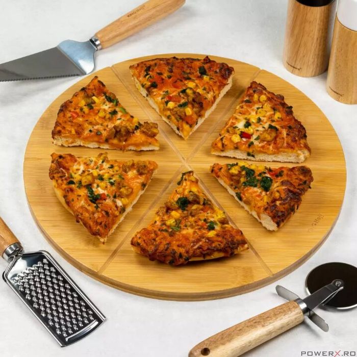 Tava pentru pizza, din bambus, 35 cm, KingHoff