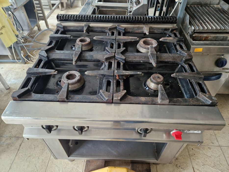 Aragaz inox, aparat de gatit cu 2 ochiuri si plita mare, 120x70 cm