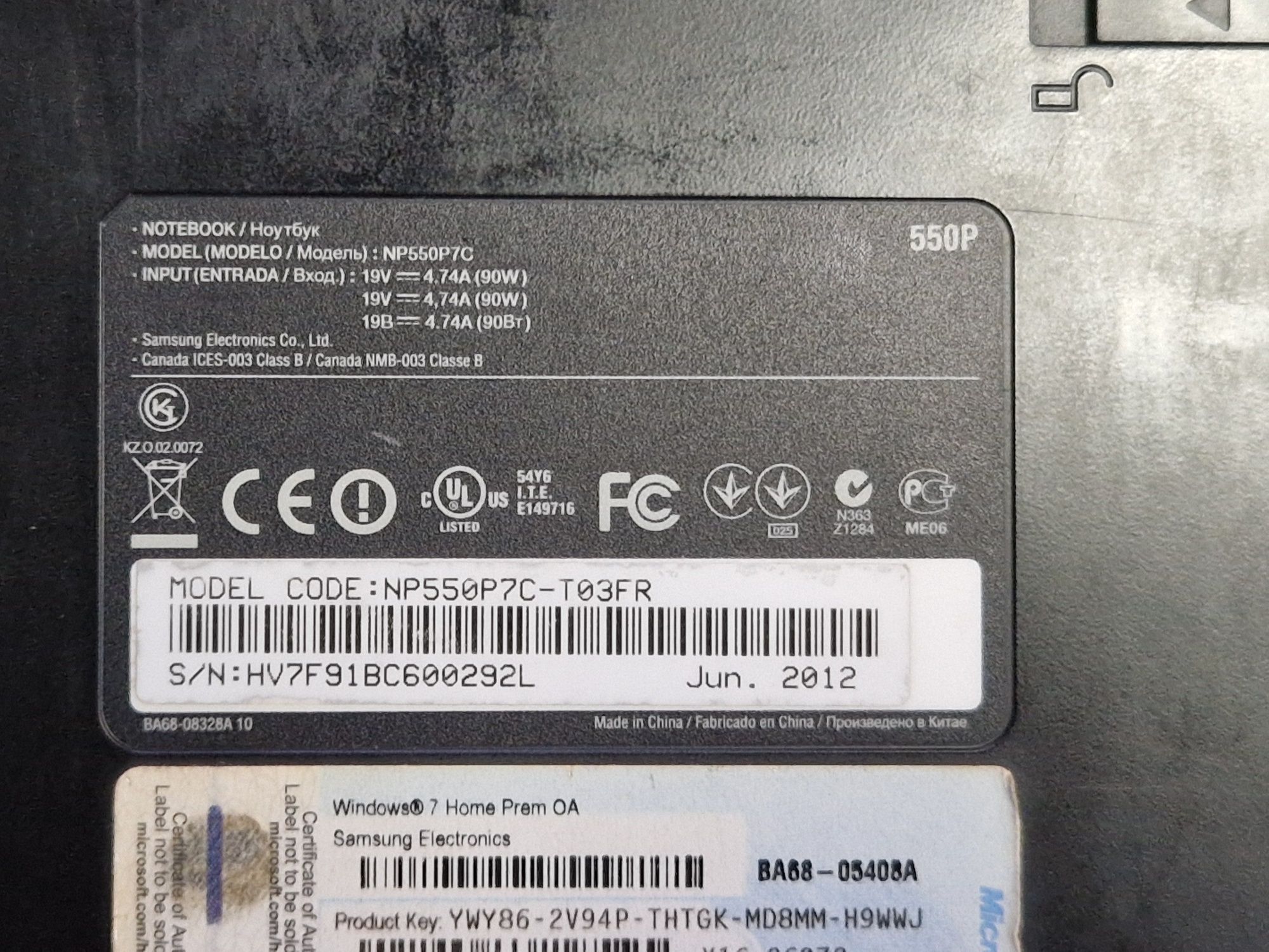 Placa de baza Samsung 550P