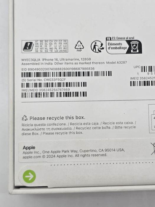 Iphone 16, Ultramarine, 128gb, SIGILAT, GARANTIE, liber de retea