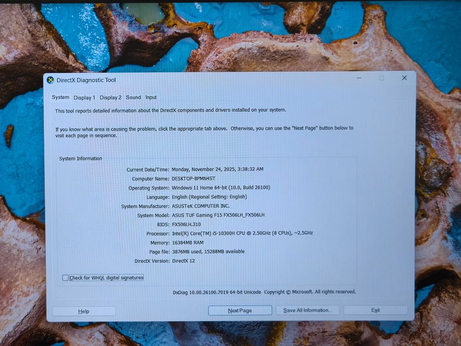 laptop gaming Asus tuf fx506 i5 10300H 16gb ram ssd 512gb