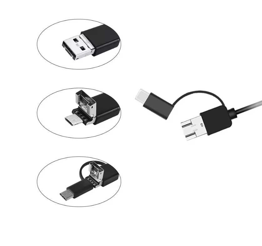 Ендоскоп с Твърд Кабел Водоустойчив Бороскоп Камера USB OTG 5.5mm 2M