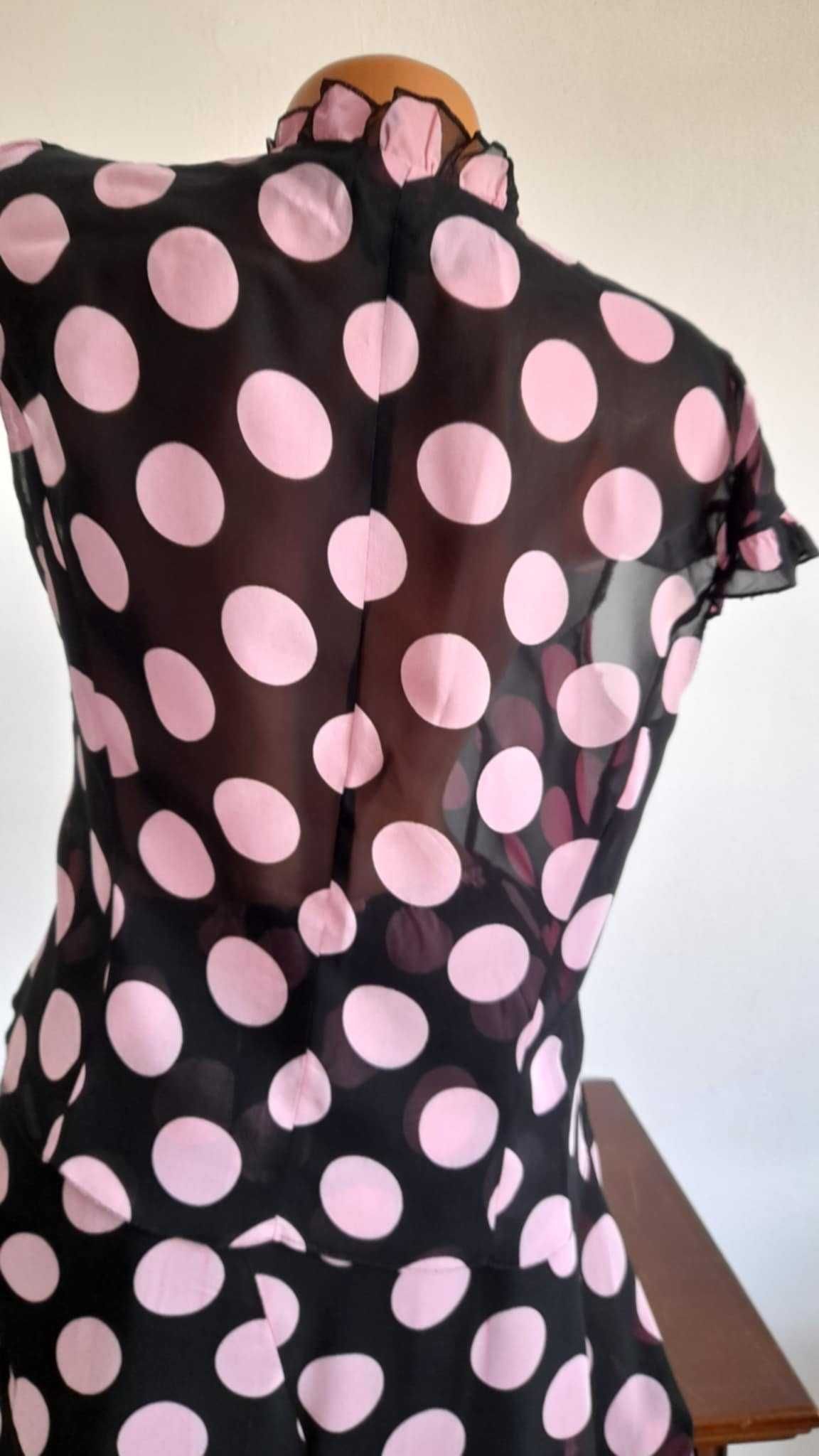 Costum 2 piese Deni – Negru cu buline lila 42/44