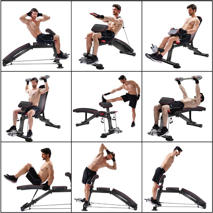 Set banca , Zoco Body Fit®, impreuna cu set gantere de 30 kg, Negru