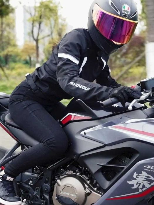 Geaca moto femei 600d Oxford mesada protectii spate umeri coate