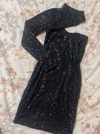 Черна къса пайетена рокля