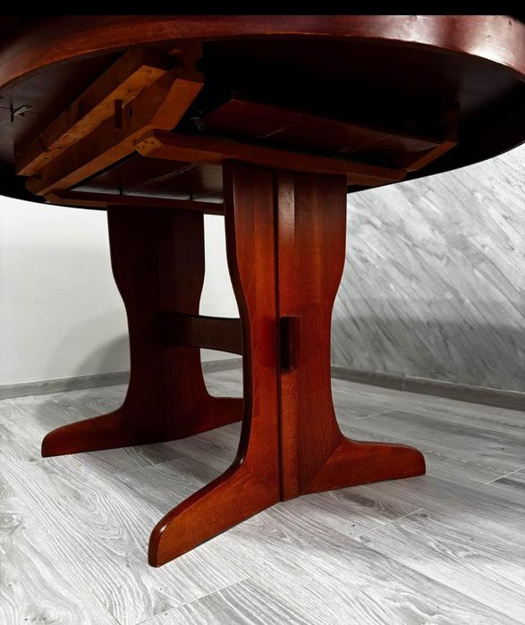 Set masă extensibila din lemn masiv cu 6 scaune