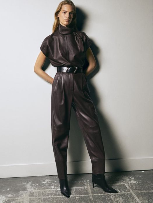 Pantaloni Massimo Dutti Limited Edition, din piele