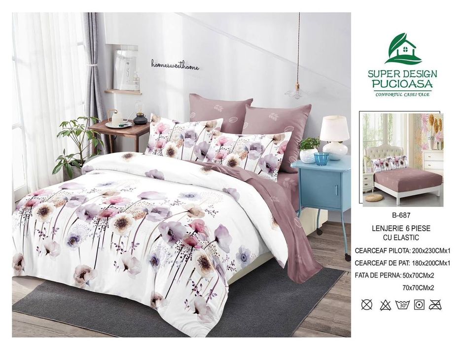 Lenjerii finet 6 piese complete cearceaf pe elastic !! 
Potrivit pt pa