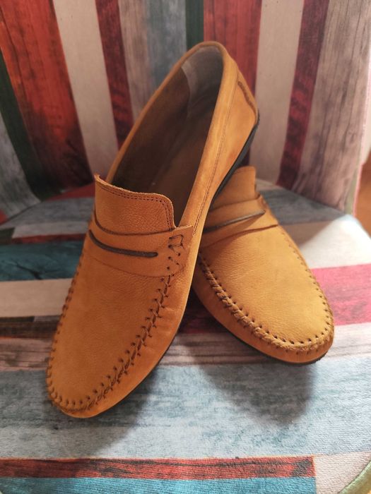 Pantofi tip mocasini , piele întoarsă, mărimea 43