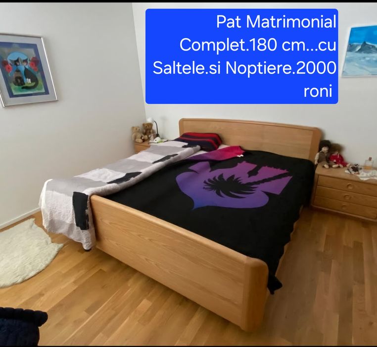 Paturi din Lemn Masiv cu Saltele și Noptiere.Preturi și marimi pe poze