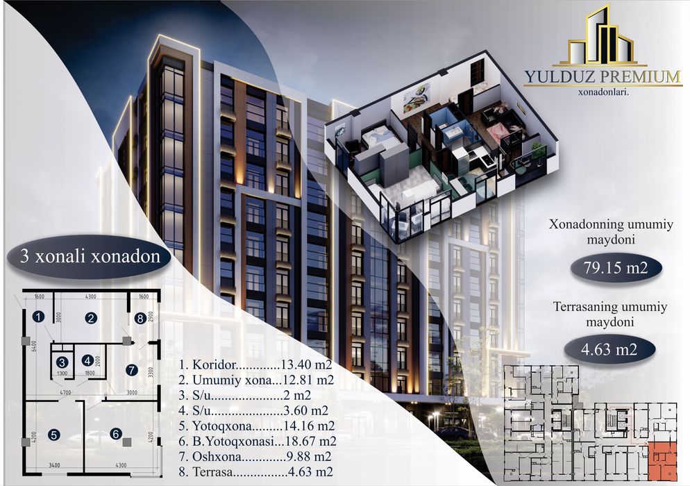 Ilk bor chirchiqda premium honadonlar